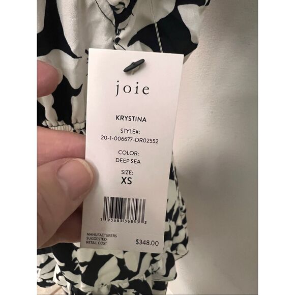 NWT Joie Women's Krystina Floral Ruffle Sleeve Mini Dress Navy White Size XS - Picture 4 of 7